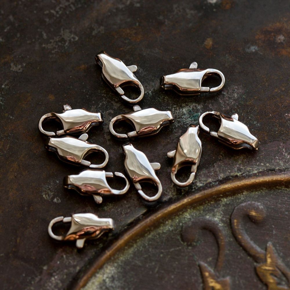 замочек-лобстер прямоугольный, сталь хирургическая, 11x5.5x3 мм