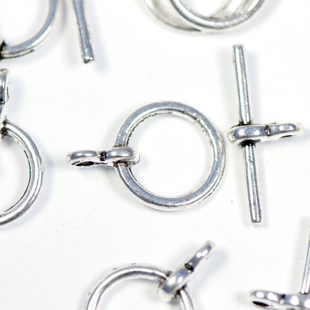 Замочки тоггл "торро", цвет серебро, 19x12x3 мм