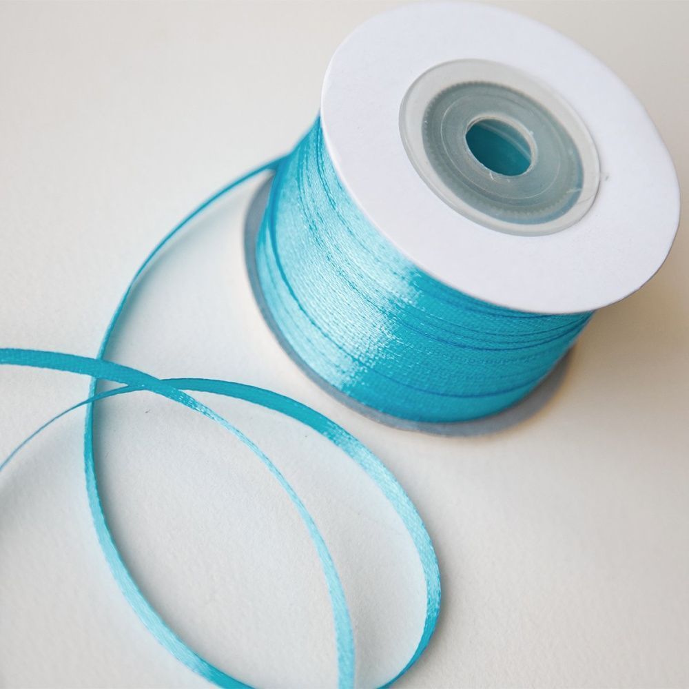 лента, атлас, цвет голубой яркий, ширина 3 мм ленты