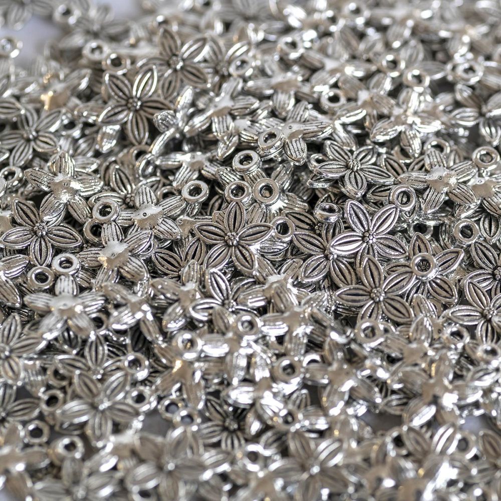 подвеска металлическая "пятицветик", цвет античное серебро, 13.5х10.5 мм