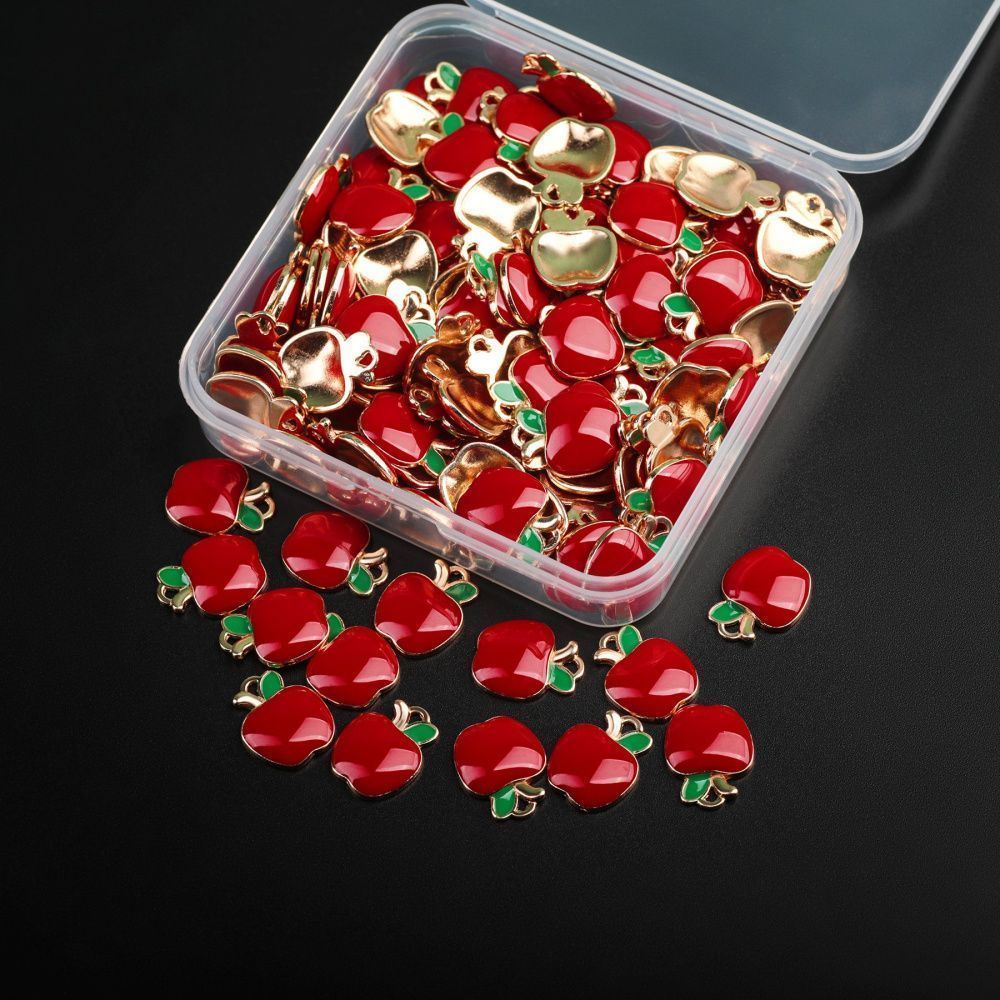 подвеска металл "яблочко", эмаль, цвет красный, 15x12x3 мм