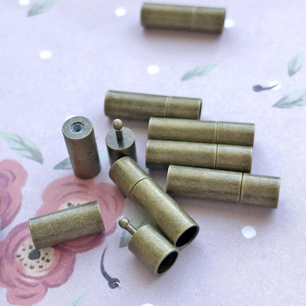 Замочки застежка "кассет", цвет античная бронза, 17х5 мм, отверстие 4 мм