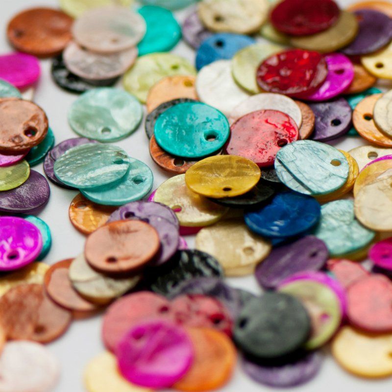 подвеска из ракушки, окрашенная, цветовой микс, 13 мм