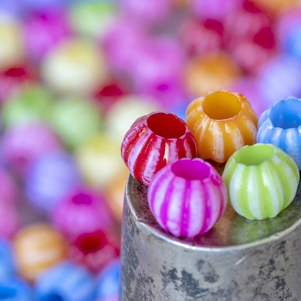 бусина, акрил "тыковка", цветовой микс, 10х8 мм