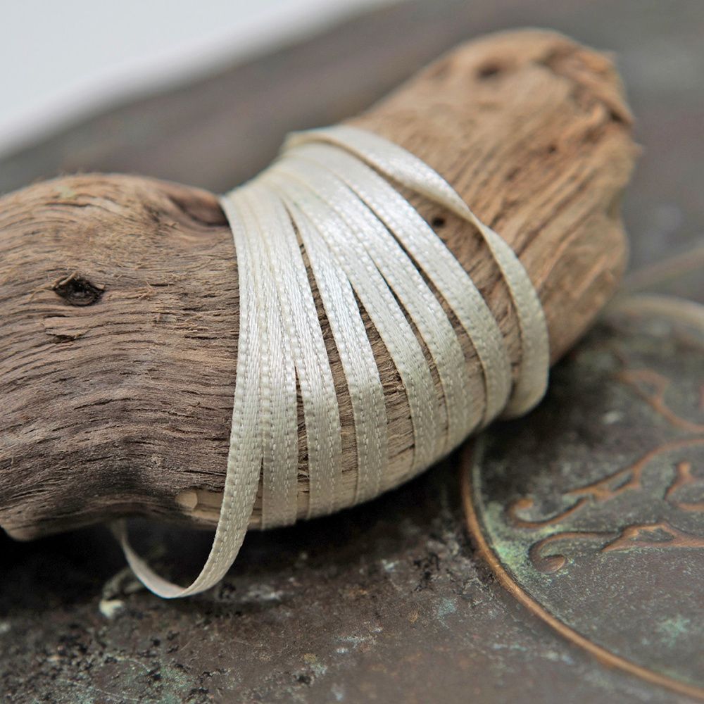 лента, атлас, цвет бежевый, ширина 3 мм ленты