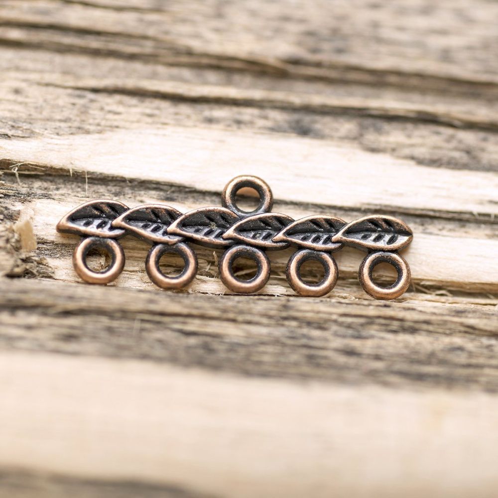 коннектор "листва", цвет красная медь, 26х10х2 мм