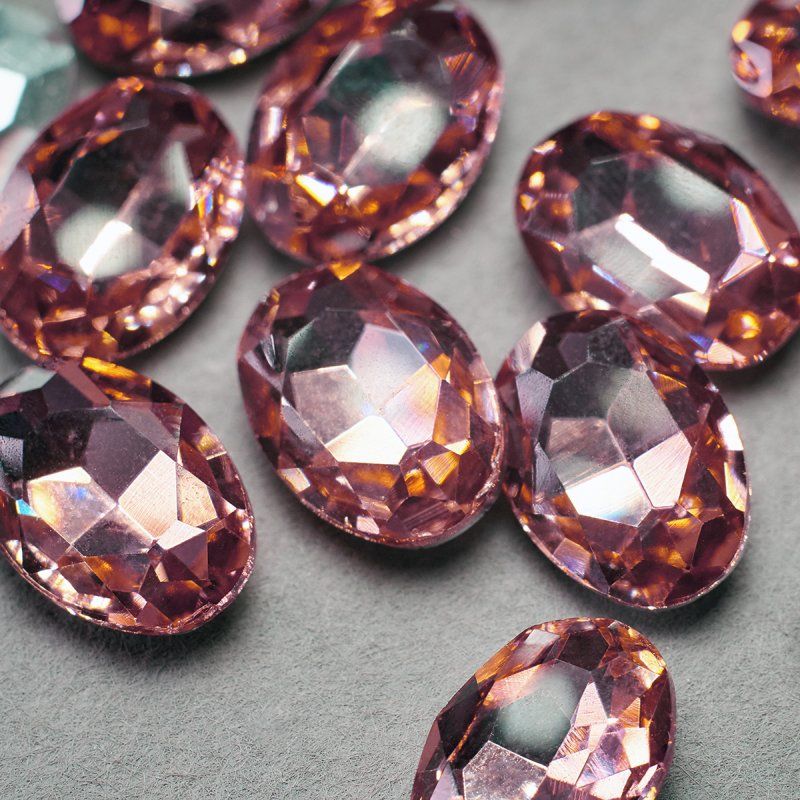 кабошон стекло кристалл, овальный, цвет champagne, 14х10 мм