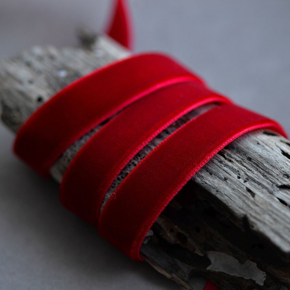 лента, бархат, цвет красный, ширина 12.7 мм ленты