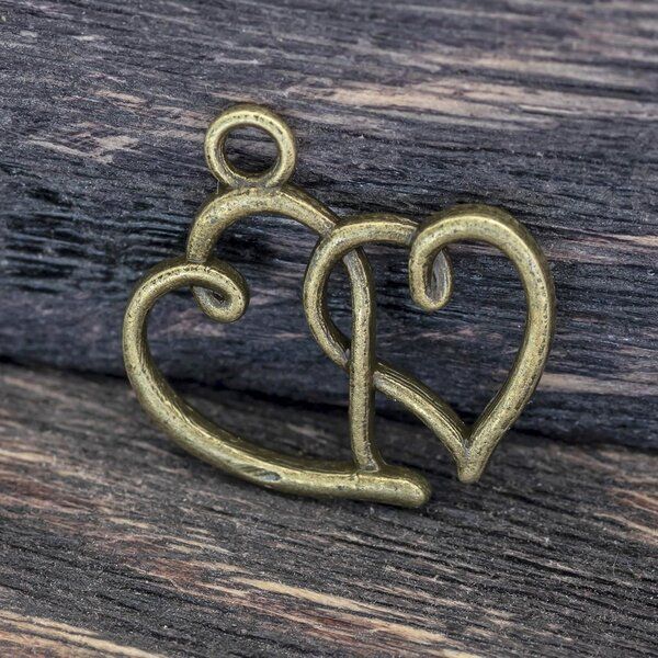 подвеска металлическая "валентинка", цвет античная бронза, 20x19x2 мм