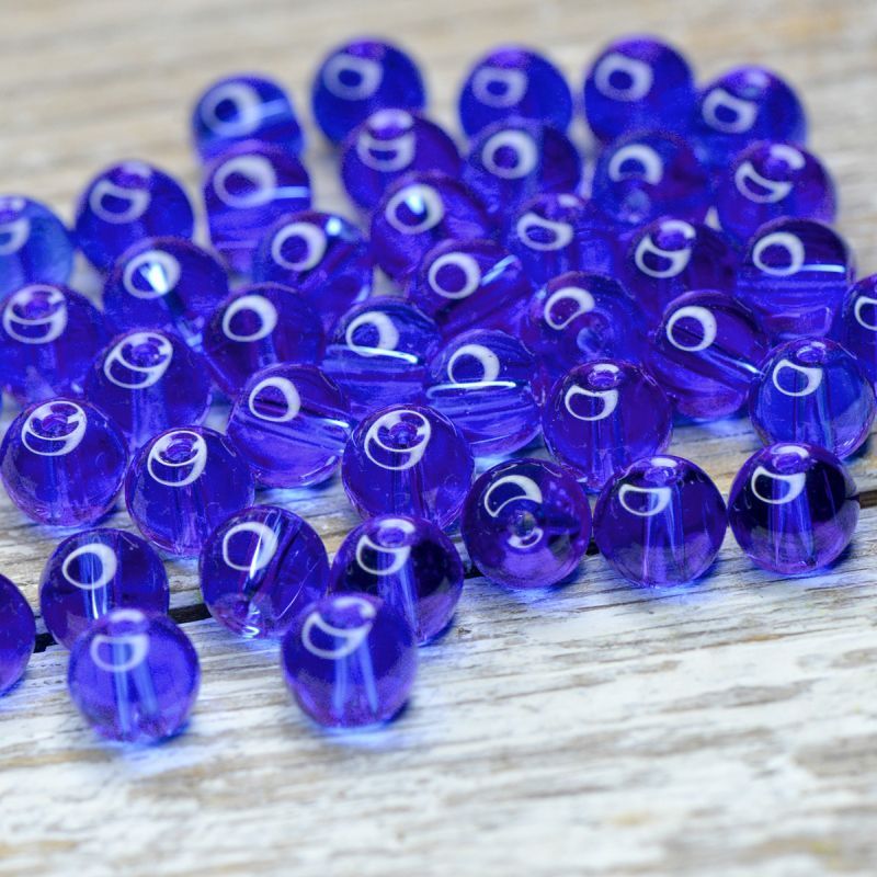 бусина, стекло 8, цвет синий, 8 мм