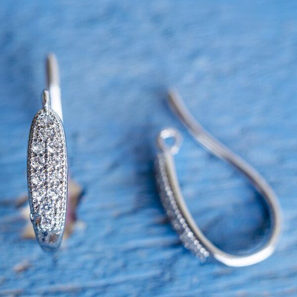 швензы "ванда", с цирконием, цвет платина, 15x9x3 мм 