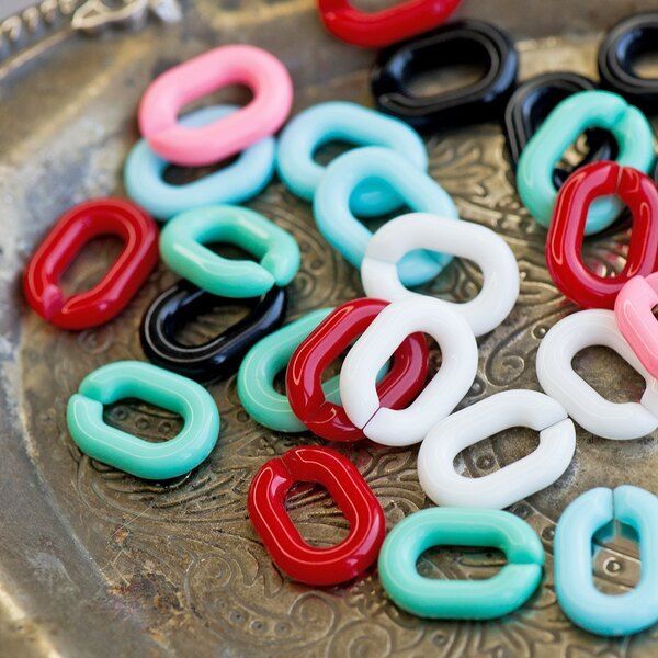 подвеска акриловая "звено №2", цветовой микс, 19x14x4.5 мм