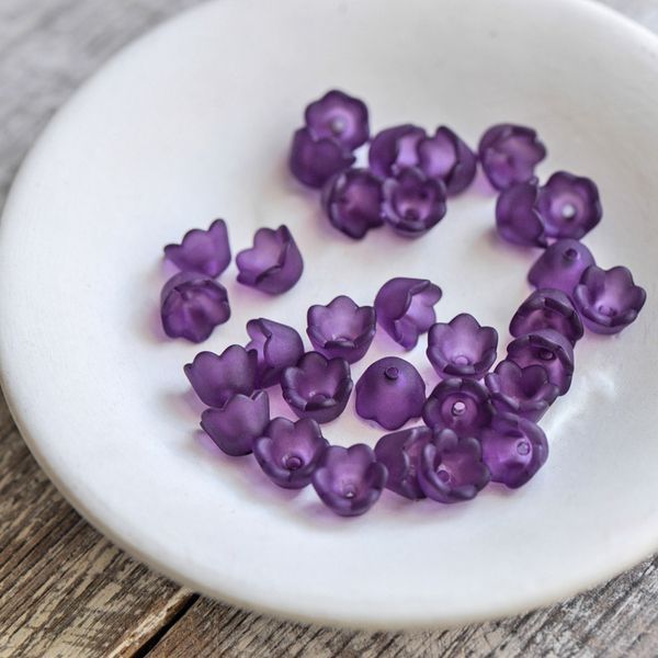 бусина, акрил "ландыш", цвет фиолетовый матовый, 10х6 мм