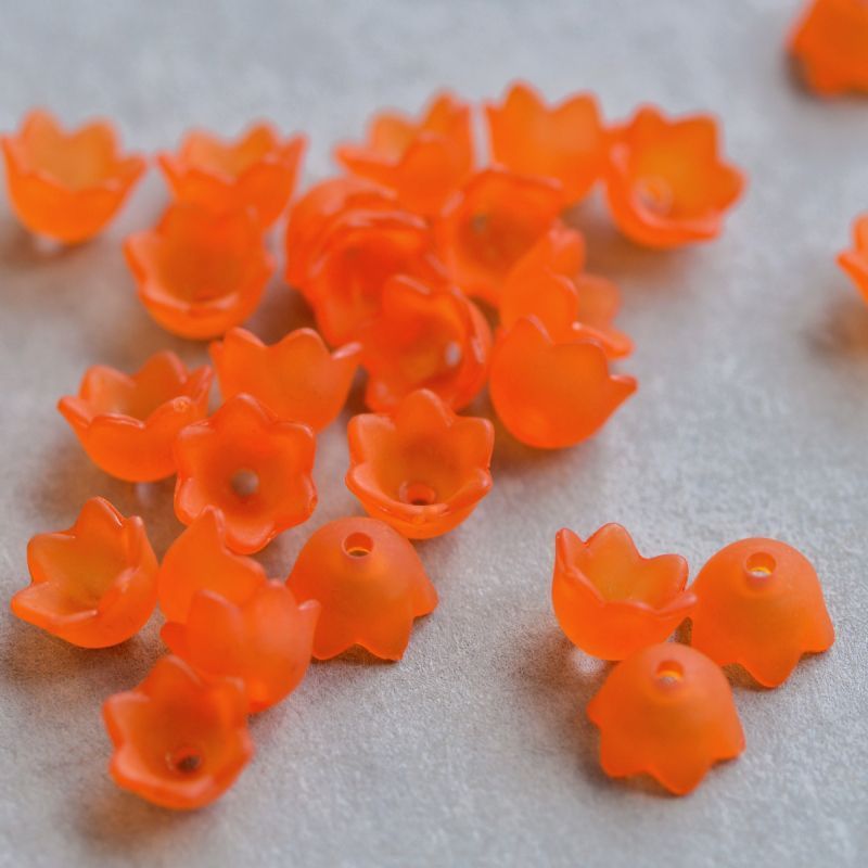 бусина, акрил "ландыш", цвет оранжевый матовый, 10х6 мм