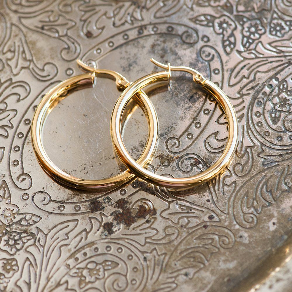 швензы "раунд", сталь гипоаллергенная, цвет золото, 36x3 мм