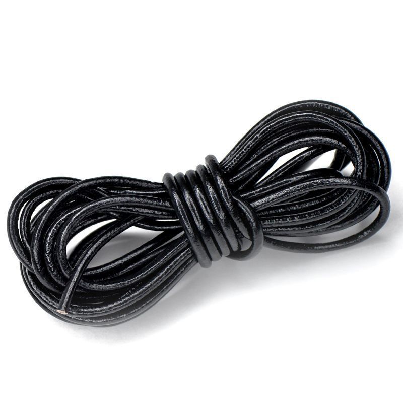шнур кожаный, цвет черный, диаметр 3 мм