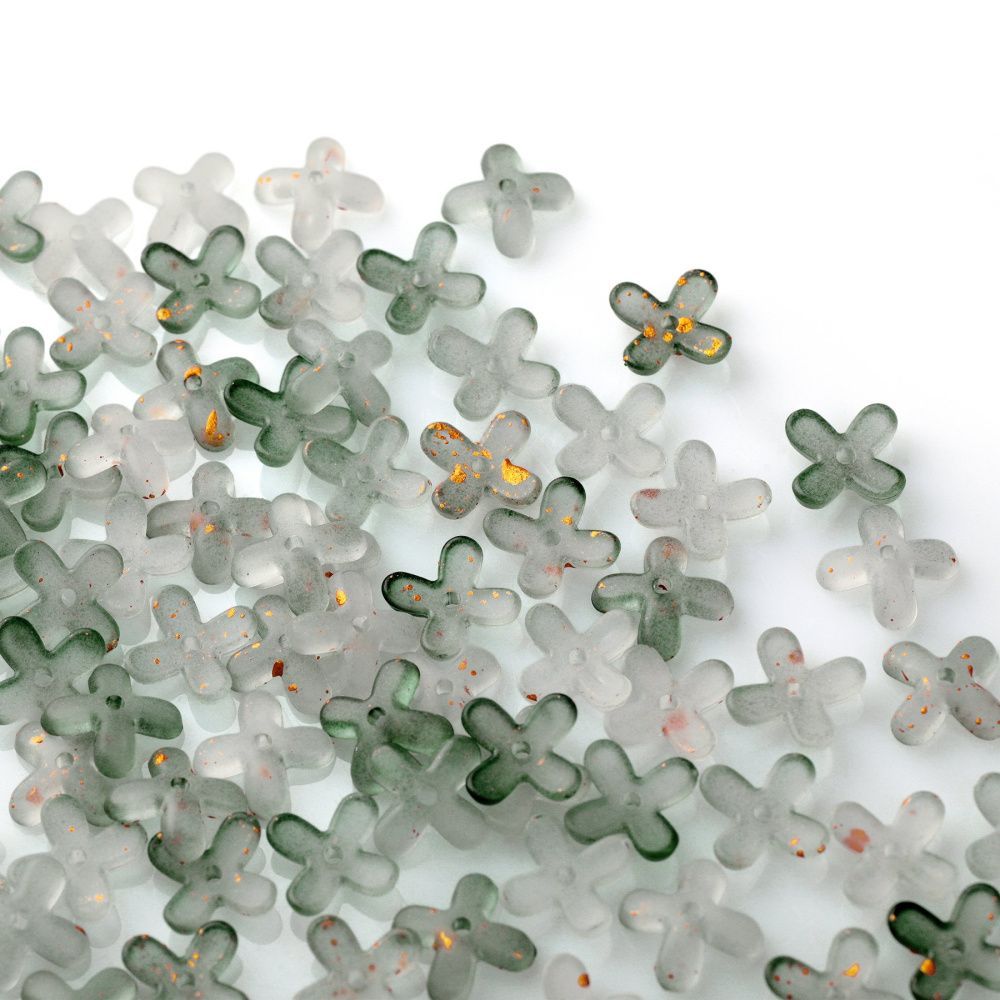 бусина, акрил "клематис", матовая, цвет полынный, 11.5x11.5x3 мм