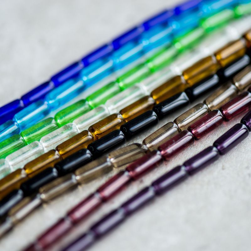 бусина, стекло, "трубочка", цветовой микс, 10х4 мм