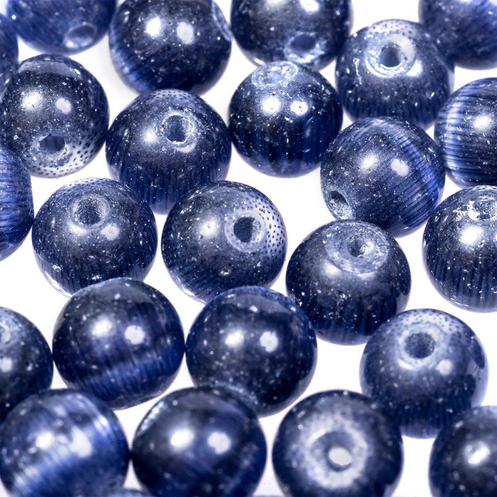 бусина "кошачий глаз", стекло, цвет темно-синий, 5 мм
