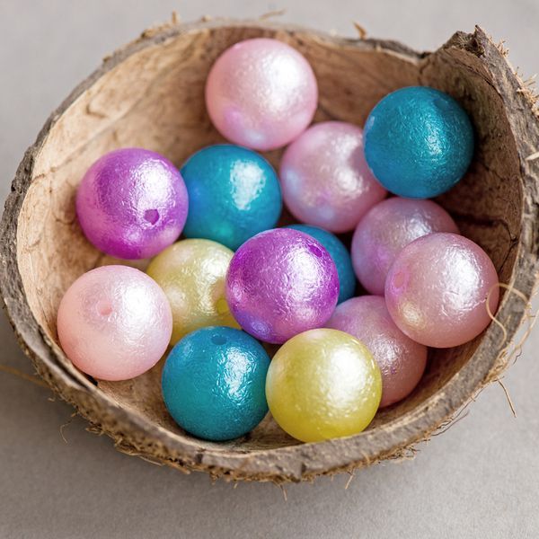 бусина, имитация хлопкового жемчуга, акрил, цветовой микс, 20x19 мм