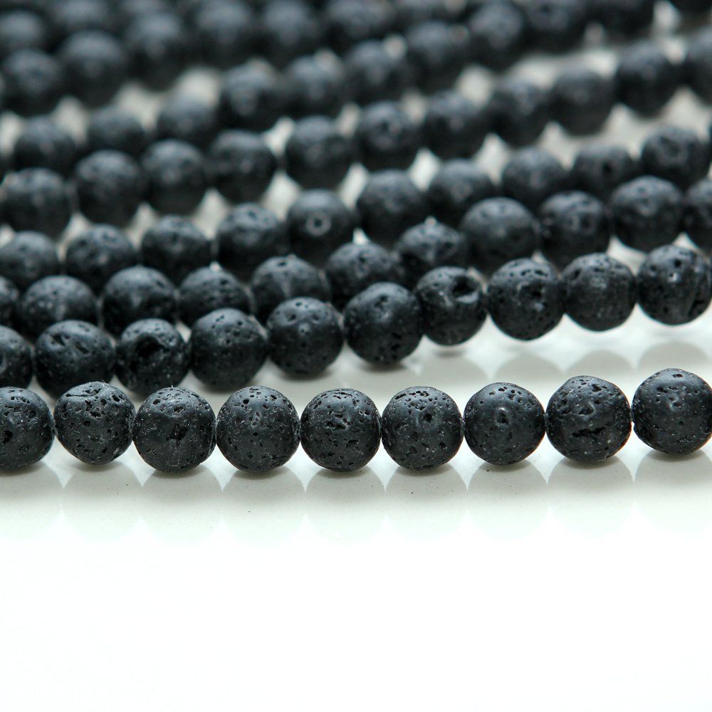 бусина лава натуральная 8, цвет черный, 8 мм