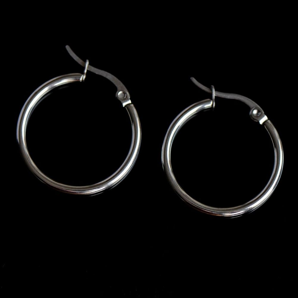 швензы "раунд", сталь гипоаллергенная, цвет стальной, 27x24x2 мм