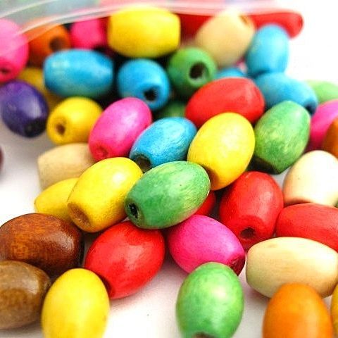 бусина дерево "рис", цветовой микс, 12х8 мм