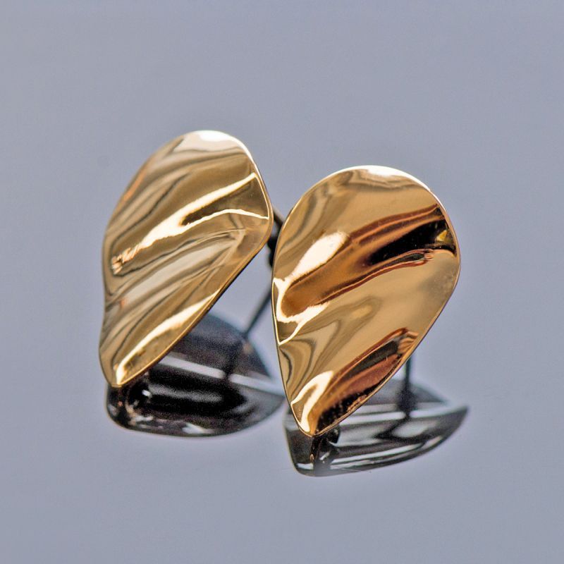 пуссеты "капля-шифон", позолоченные, 19.5x13 мм