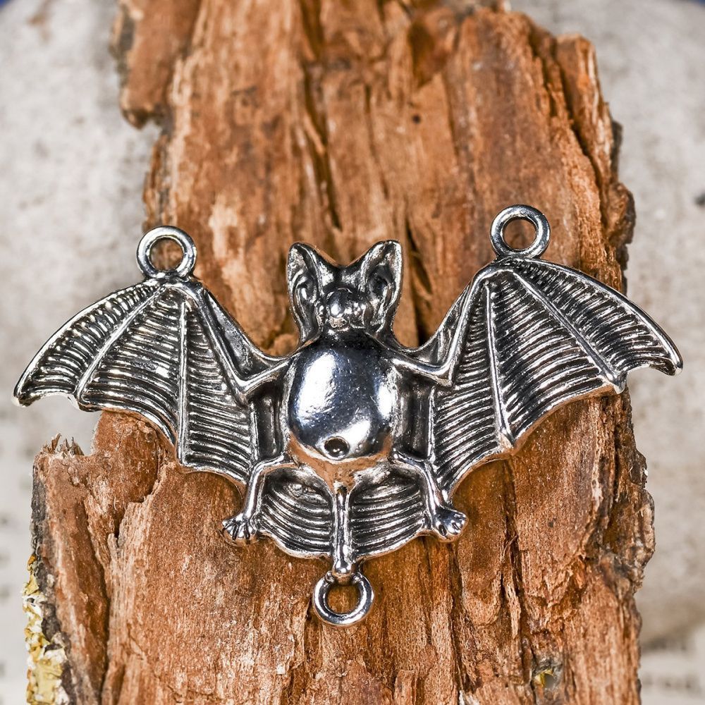 коннектор "летучая мышь", цвет античное серебро, 30x47.5x5 мм