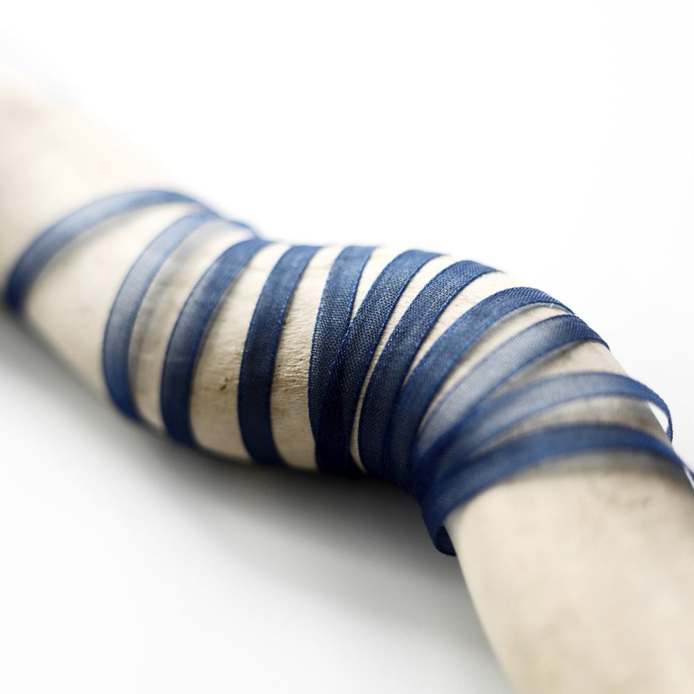 лента, органза, цвет синий, ширина 3 мм ленты