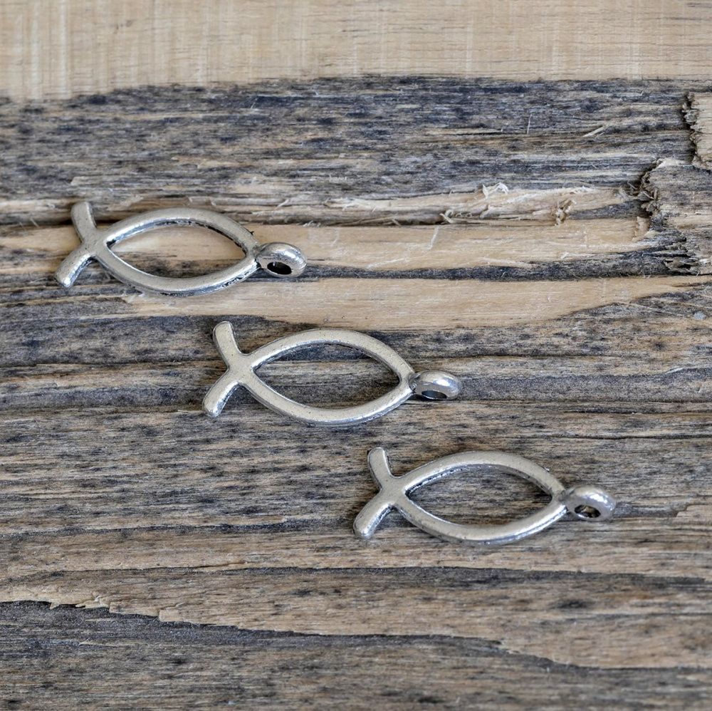 подвеска металлическая "рыба", цвет античное серебро, 20x8х2 мм