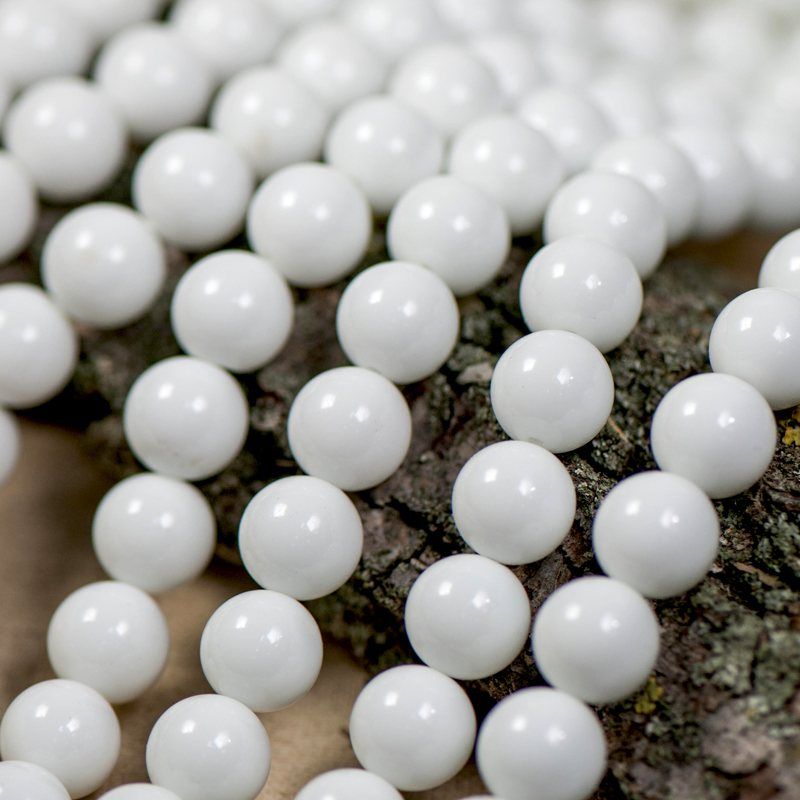 бусина, стекло 12, цвет белый, 12 мм