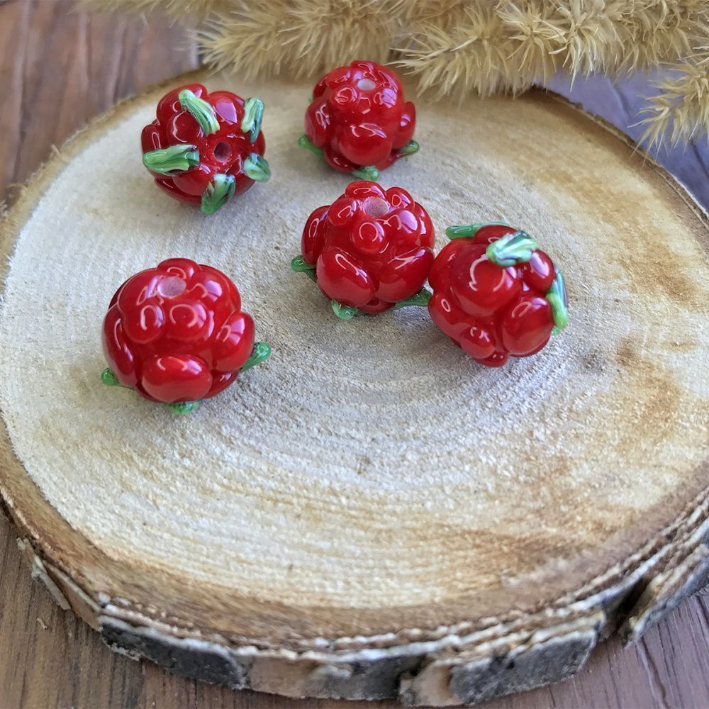 бусина, мурано "морошка", светло-оранжевый, 14х12 мм