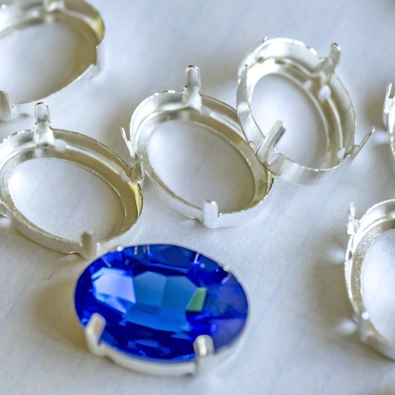 цапы для стразов овальные, открытые, серебро, 18х13 мм