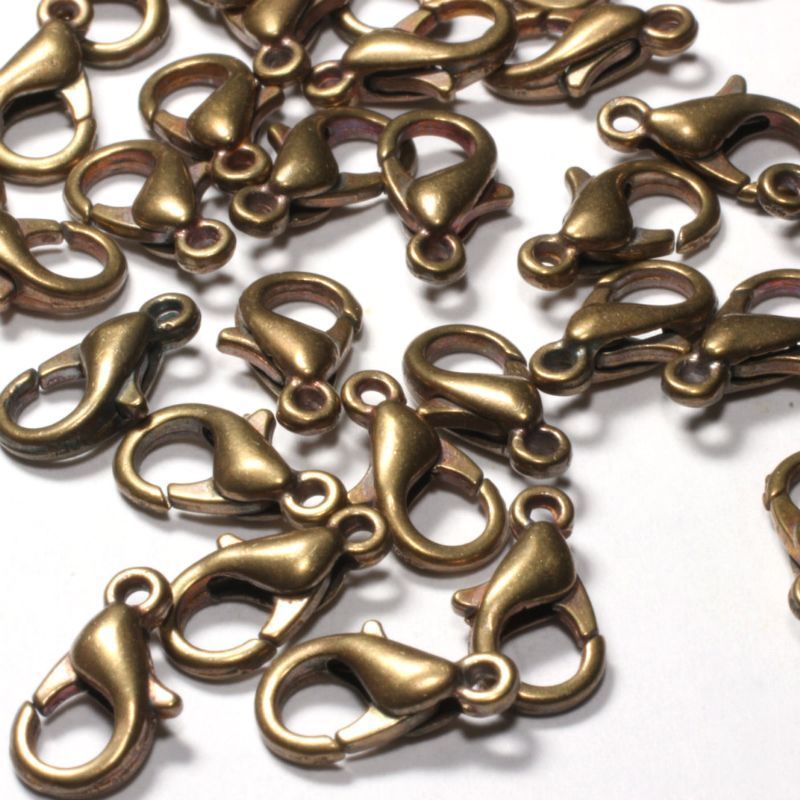 Замочки замочек-лобстер, цвет античная бронза, 13x8 мм
