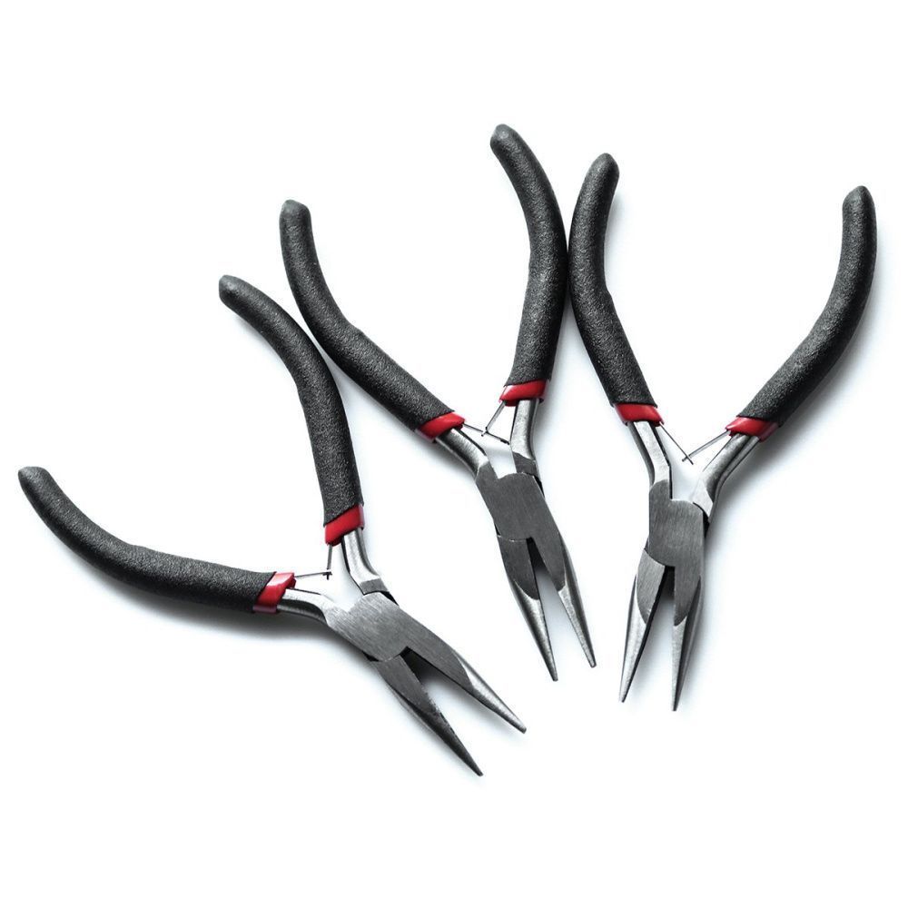 инструмент, тонкогубцы-утконосы прямые, черные ручки, 125 мм