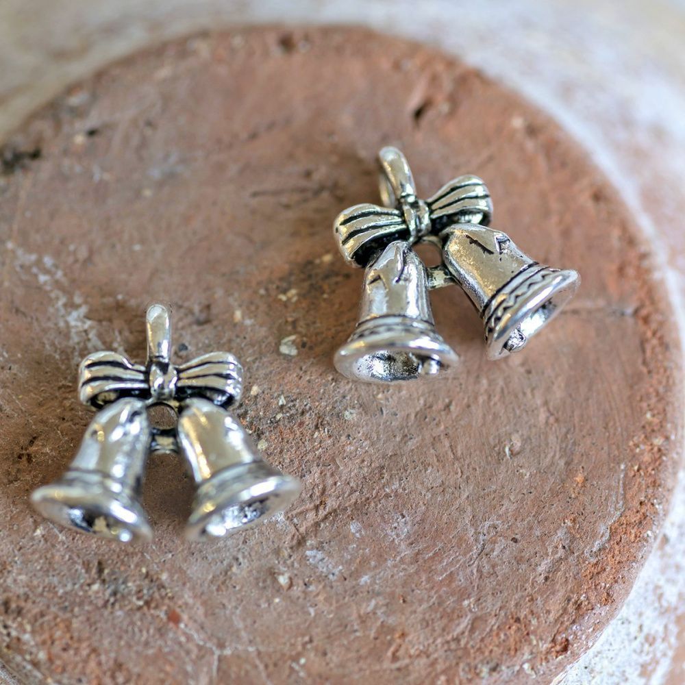 подвеска металлическая "колокольчик новогодний", цвет античное серебро, 16.5х15х7 мм