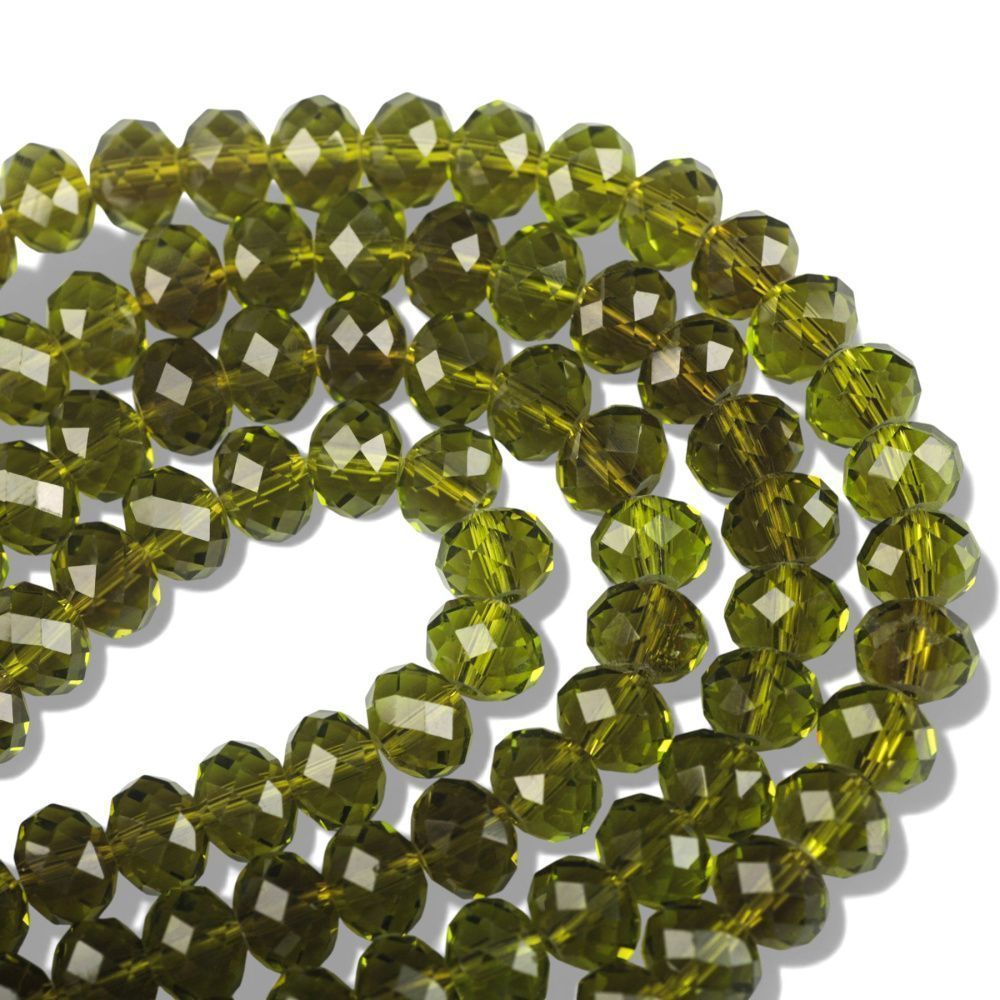 бусина, стекло абакус 8, граненая, цвет оливковый, 8х6 мм