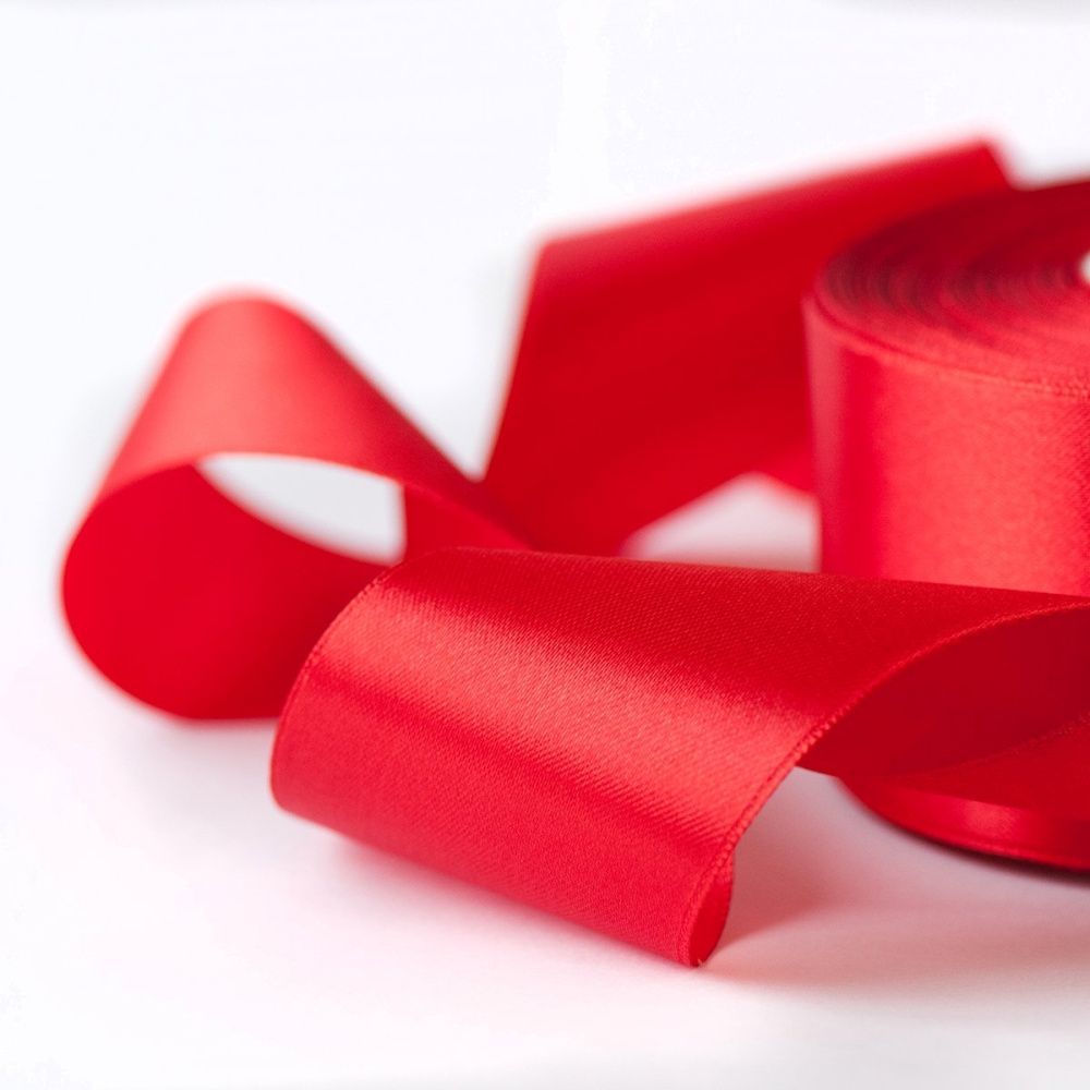 лента, атлас, цвет красный, ширина 50 мм ленты