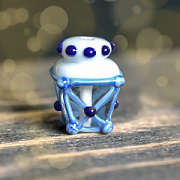 Бусина, Мурано "Фонарик", голубой лед, 16х12 мм