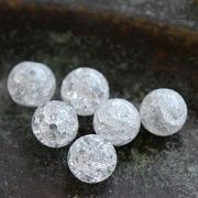 Бусина, стекло "Кракле", цвет молочный непрозрачный, 8 мм