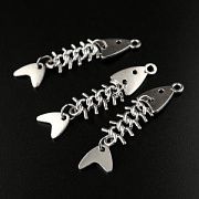 Подвеска металл "Рыбья кость", цвет античное серебро, 50x11 мм