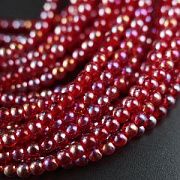 Бусина, стекло 4, цвет красный АВ, 4 мм (уп 50+/-5 шт)