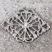 Коннектор "Филигрань витраж", цвет платина, 21.5x15 мм