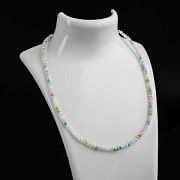 Основа для ожерелья с замком, бусины фацет, пастельный микс, 410х3 мм