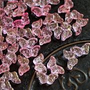 Бусина "Бабочка ночная", стекло, цвет лососево-розовый с фольгой, 15x8x4.5 мм