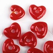 Бусина, Лэмпворк "Сердце-софт", стекло, цвет красный прозрачный, 14x15x5 мм