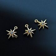 Подвеска металл "Стар", позолота/циркон, 10.5x8.5x2 мм