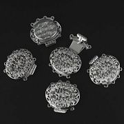 Замок для украшений "Эллипс", цвет платина, 26x26.5x5 мм