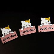 Значок металл "Love you...", эмаль, цвет розовый/белый, 27.5x30 мм